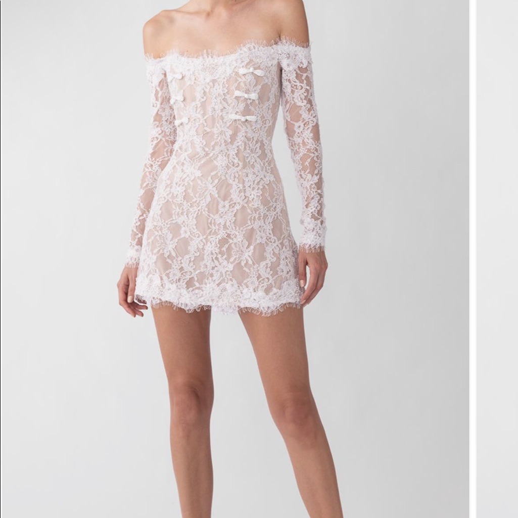 Sau Lee Rachael Off The Shoulder Lace Mini Dress